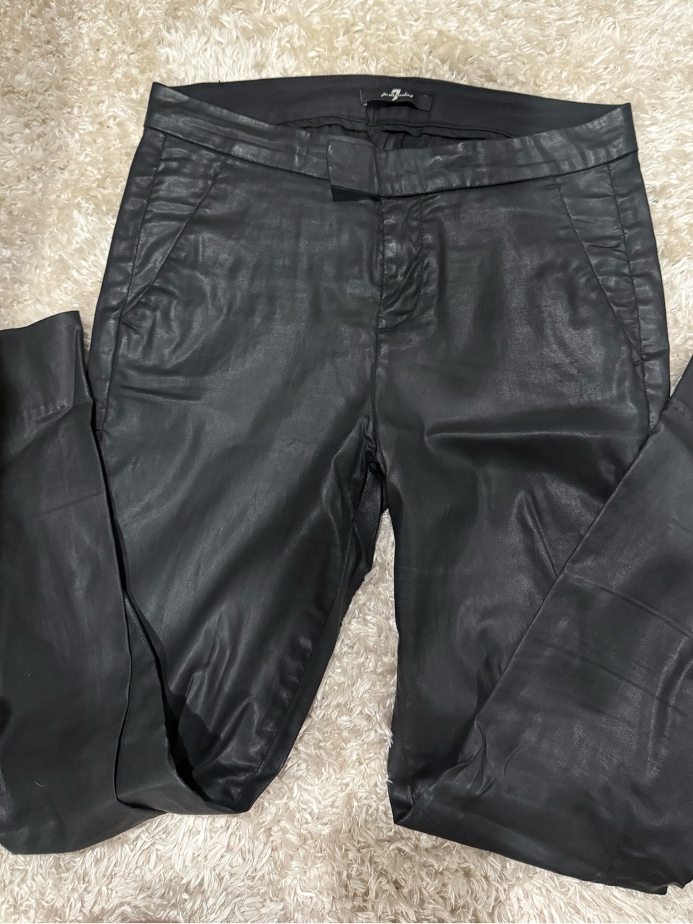 7 For All Mankind Black Faux Leather Skinny Pants